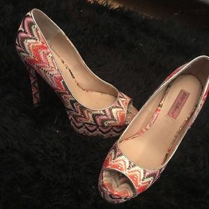 Betsey Johnson multi-color platform pumps